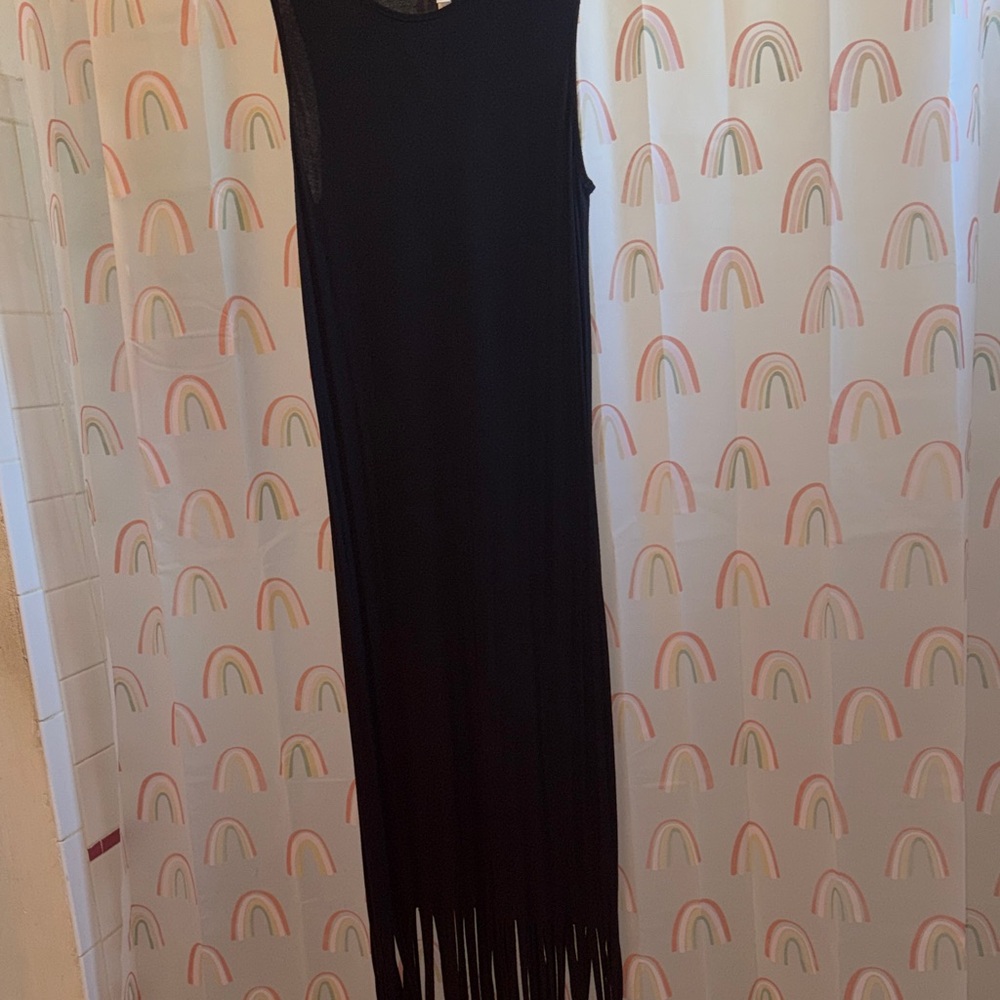 Xhilaration Black Fringe Maxi Dress